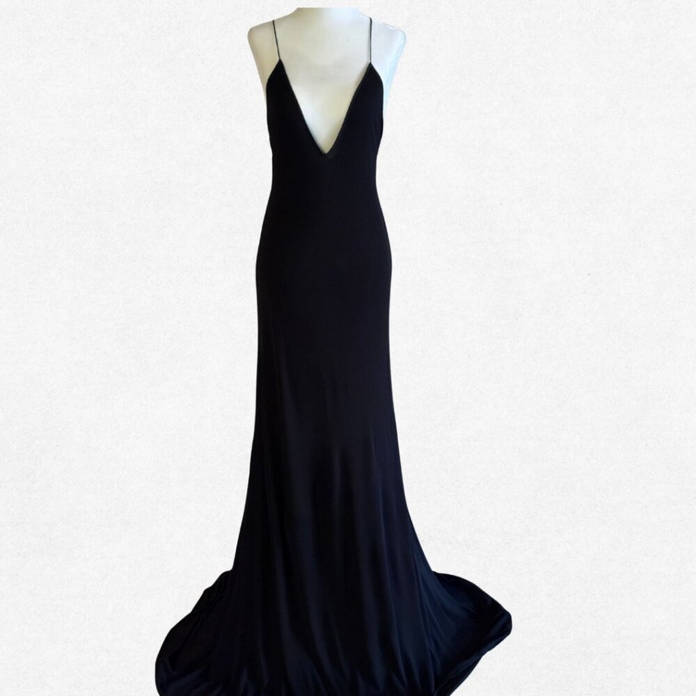 Dreamy Vionnet Black Crepe Backless Gown Size 40 IT